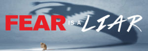 Large banner image for the sermon series named "Fear is a Liar" by Crossroads Church